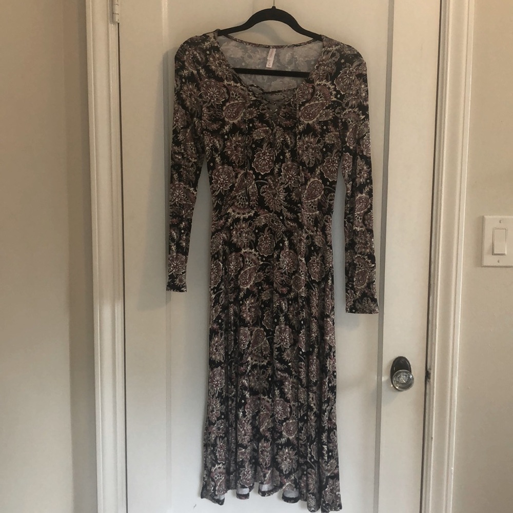 Paisley pattern midi dress